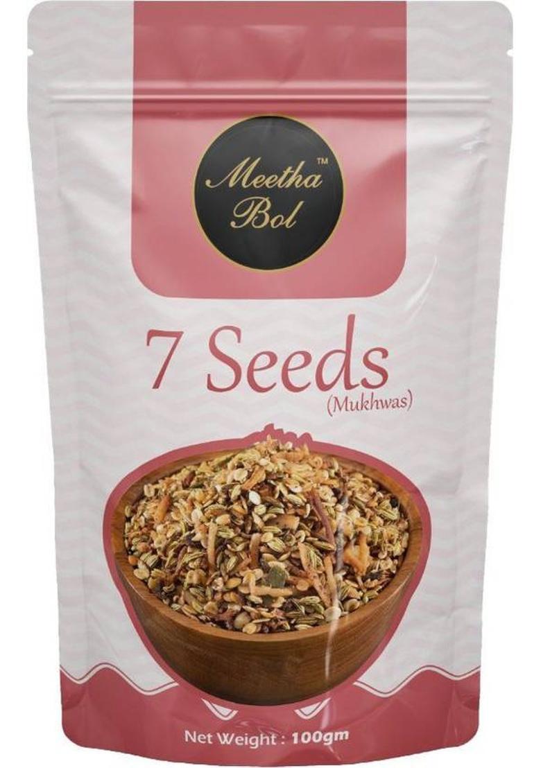 Meetha Bol 7 Seeds Mukhwas : A Healthy And Premium Mukhwas For Brain Heart & Digestion Mixed Flavor Mouth Freshener (100 G)