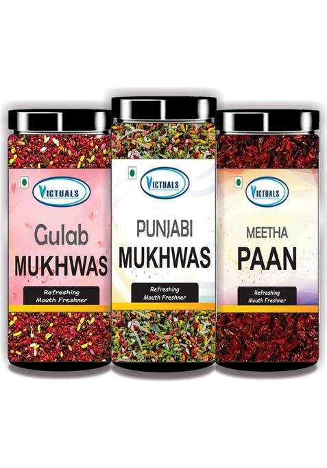 Victuals Gulab Mukhwas | Punjabi Mukhwas | Calcutta Meetha Paan | Gulab Mukhwas, Punjabi Mukhwas, Meetha Paan Mukhwas Mouth Freshener (3 X 100 G)