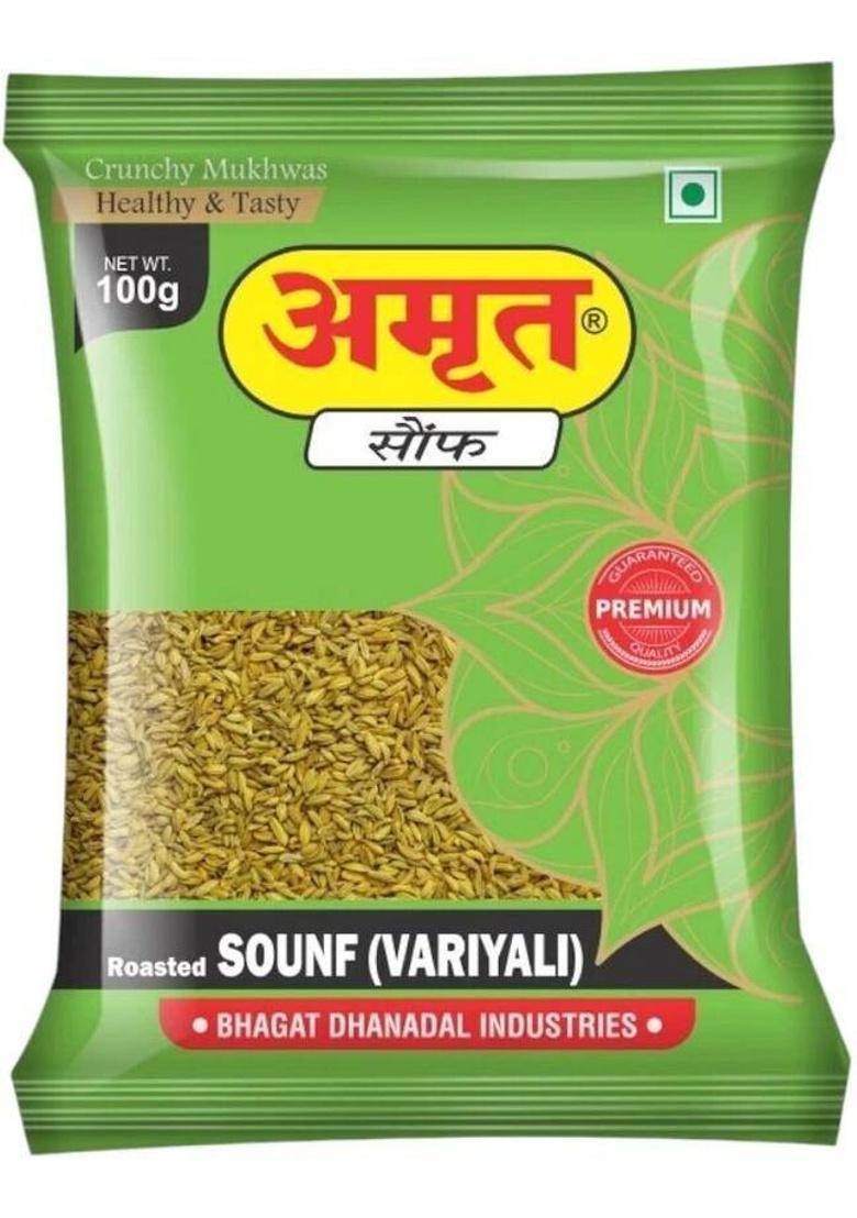 Amrut Alsi & Saunf Mukhwas Salty Coriander Seeds Digestive Crunchy & Tasty Mouth Freshener (4 X 100 G)
