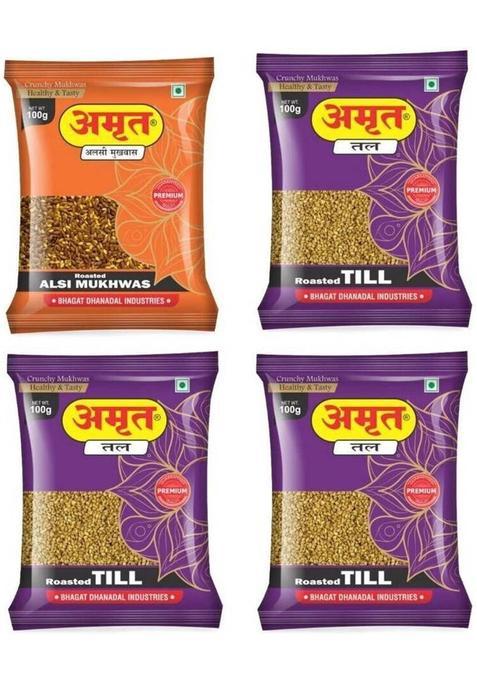 Amrut Alsi & Till Mukhwas Salty Coriander Seeds Digestive Crunchy & Tasty Mouth Freshener&nbsp;&nbsp;(4 X 100 G)