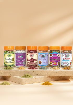 Vtc Combo 6 Mukhwas Gardan, Madrasi, Gulab, Tini Mini, Bambaiya & Punjabi Saunf, Mint Mouth Freshener&nbsp;&nbsp;(6 X 100 G)