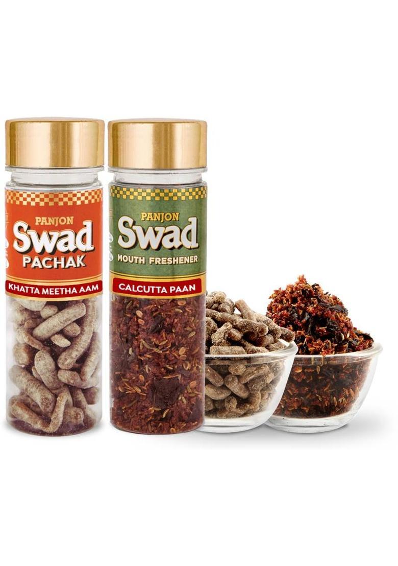 Panjon Swad Pachak Khatta Mitha Aam & Mukhwas Dry Calcutta Paan,2 Bottles Mouth Freshener (2 X 115 G)