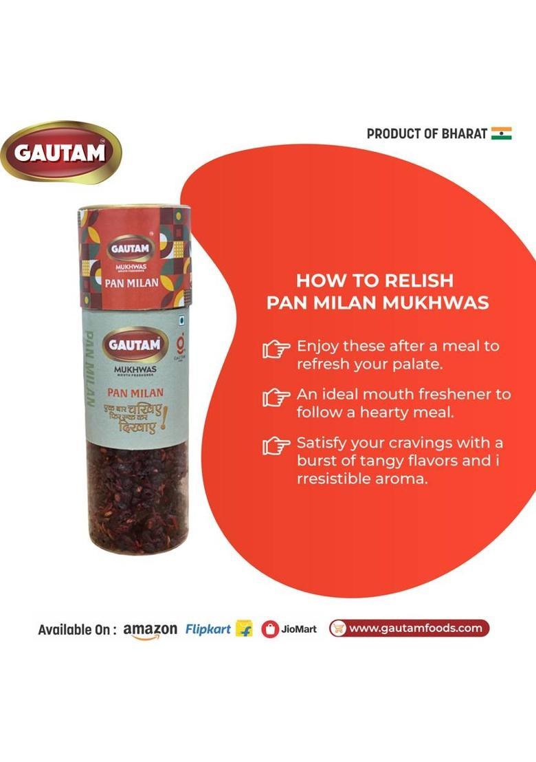 Gautam Panmilan Mouth Freshener | Premium Paan Mukhwas | Sweet & Refreshing Digestive Paan Mukhwas Mouth Freshener (3 X 140 G)