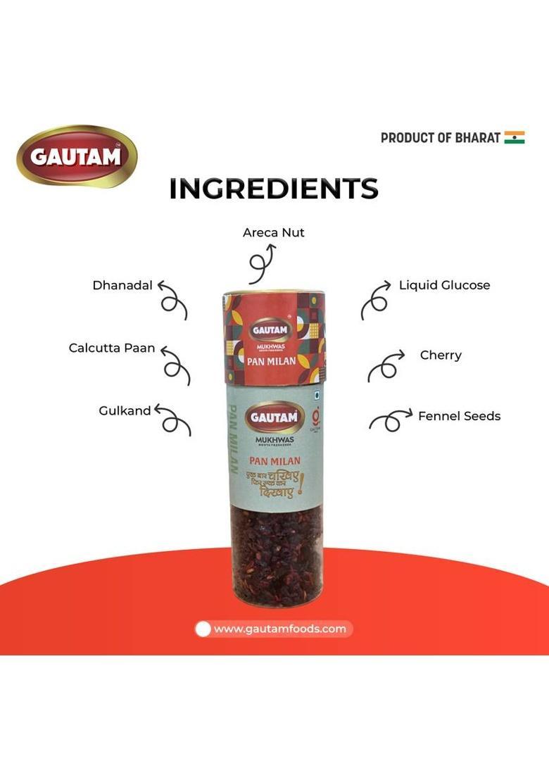 Gautam Panmilan Mouth Freshener | Premium Paan Mukhwas | Sweet & Refreshing Digestive Paan Mukhwas Mouth Freshener (3 X 140 G)
