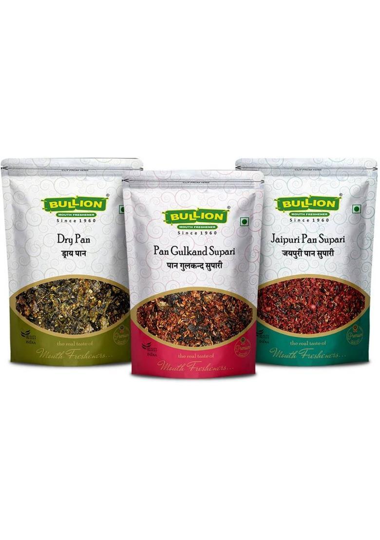 Bullion Paan Gulkand, Jaipuri Supari & Dry Paan – Sweet Refreshing Mukhwas |3X100G(300G) Sweet, Fresh, Aromatic, Refreshing, Mint Mouth Freshener (3 X 100 G)