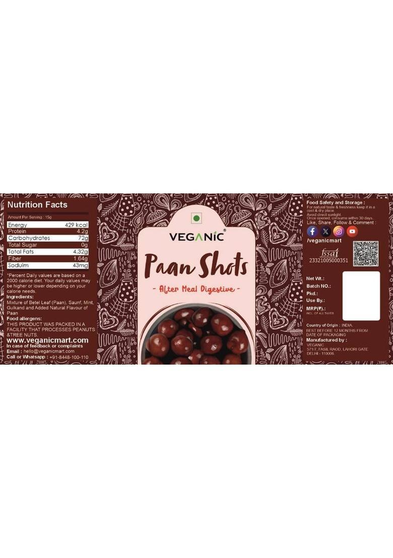 Veganic Pan Shots (Instant Paan, Mouth Freshener, Mukhwas) Pan Flavor Candy Paan Mouth Freshener (400 G)