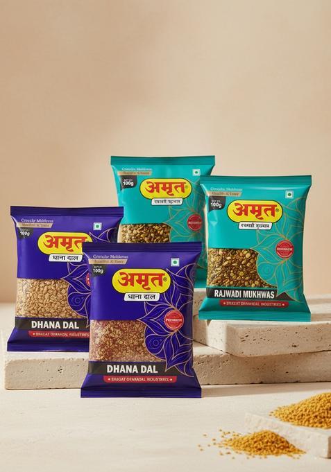 Amrut Dhanadal & Rajwadi Mukhwas Salty Coriander Mouth Freshener Mukhwas Mouth Freshener (4 X 100 G)