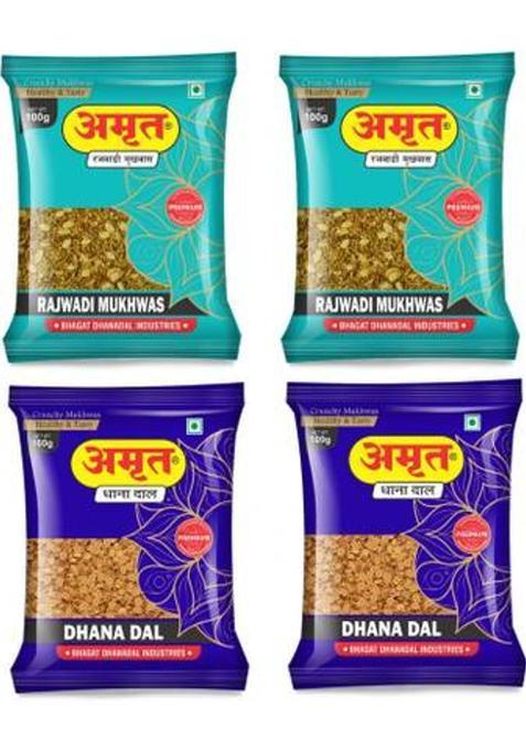 Amrut Dhanadal & Rajwadi Mukhwas Salty Coriander Mouth Freshener Mukhwas Mouth Freshener (4 X 100 G)