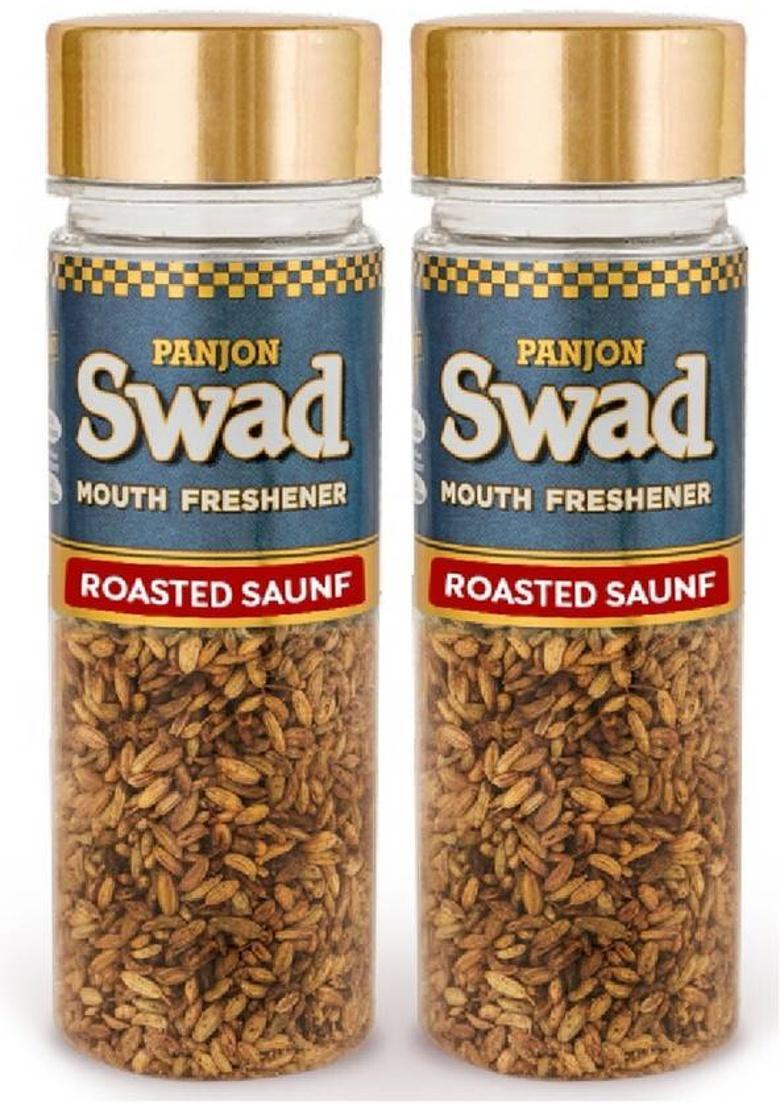 Swad Roasted Saunf Rajasthani Mukhwas Mouth Freshener (100% Natural & Digestive), 2 Bottles, 120G Roasted Saunf Rajasthani Mukhwas Mouth Freshener (100% Natural & Digestive) Mouth Freshener (2 X 60 G)