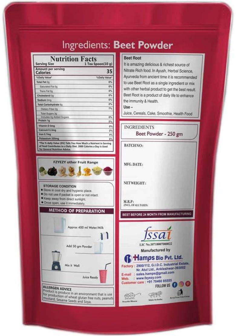 Fzyezy Freeze Dried|Healthy|Organic|Dehydrated Beet Powder Pack-3(50Gm) 150 G&nbsp;&nbsp;(Pack Of 3) - Indya