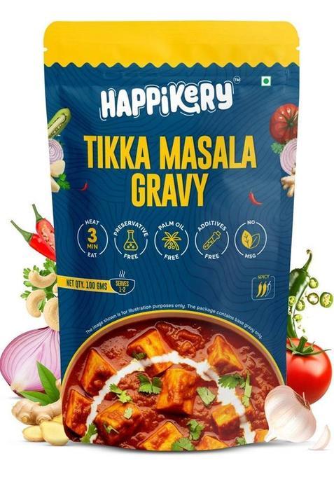 Happikery Ready To Eat Tikka Masala Gravy (Veg Mix, Upto 1-2 Servings), Ready In 3 Mins&nbsp;&nbsp;(100 G)