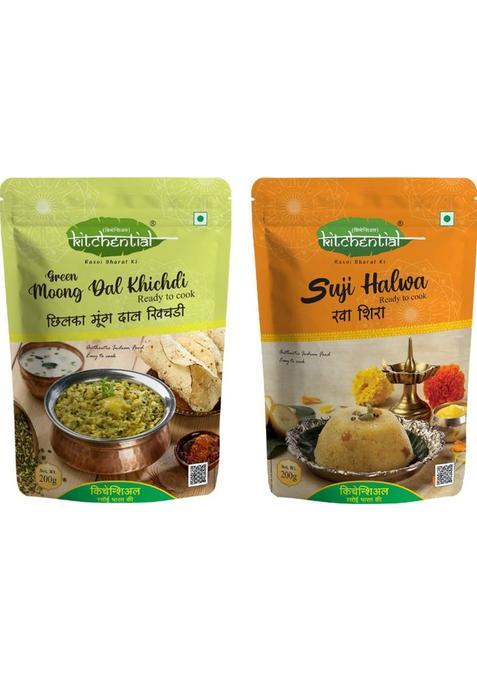 Kitchential Moong Dal Khichdi & Suji Halwa Combo (Pack Of 2 - 400 Gm) 400 G&nbsp;&nbsp;(Pack Of 2)