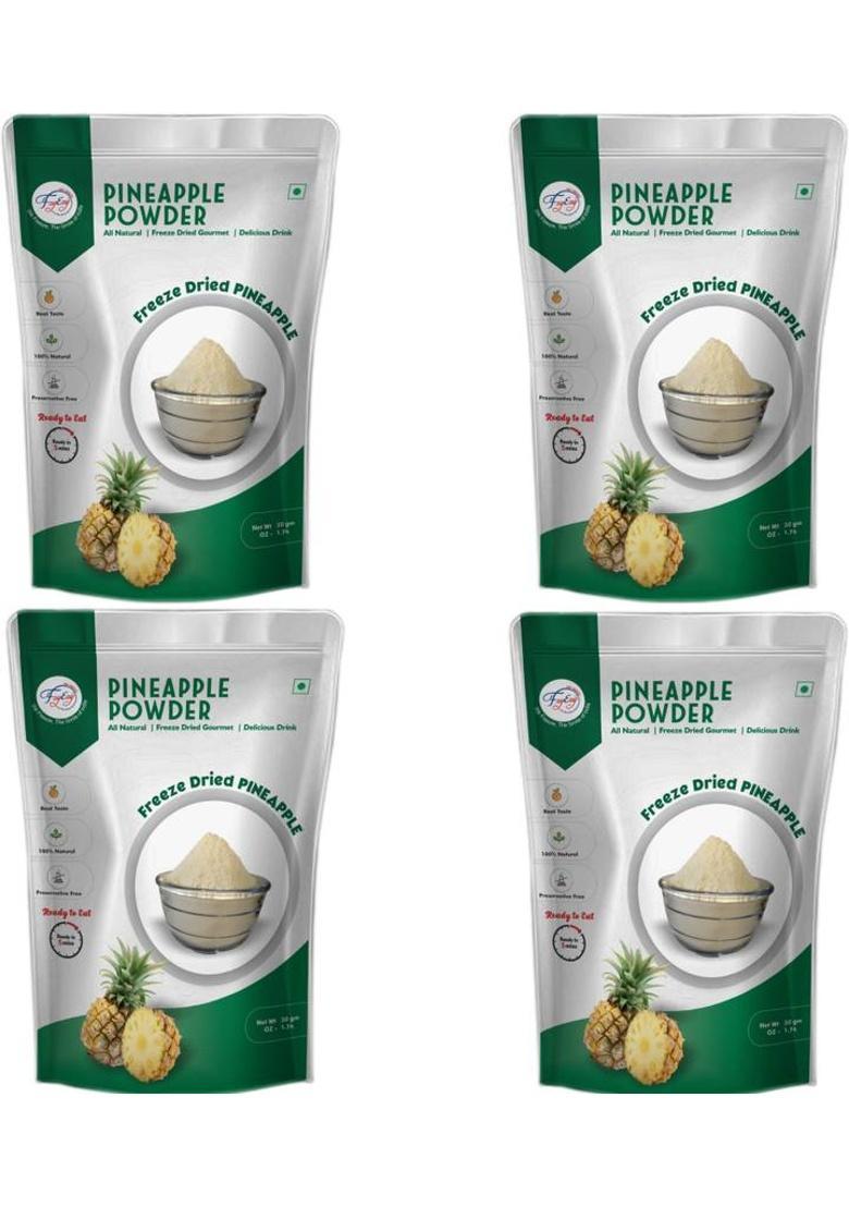 Fzyezy Freeze Dried|Healthy|Organic|Dehydrated Pineapple Powder Pack-4(50Gm) 200 G