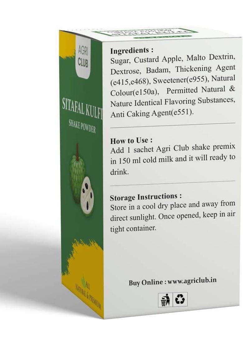 Agri Club Instant Mix Sitafal Kulfi Shake Powder 15 Sachets 225 G 225 G - Indya