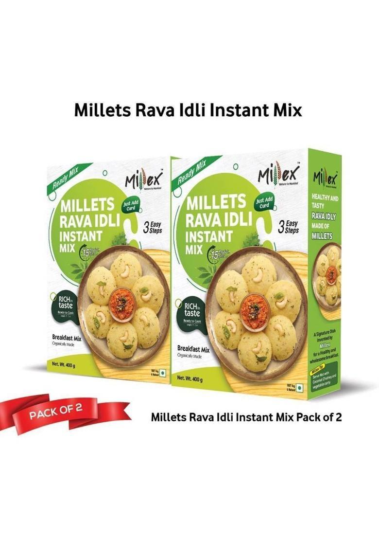Millex Millets Rava Idli Instant Mix 400G (Pack Of 2), Natural & Healthy Breakfast Mix. 400 G (Pack Of 2)