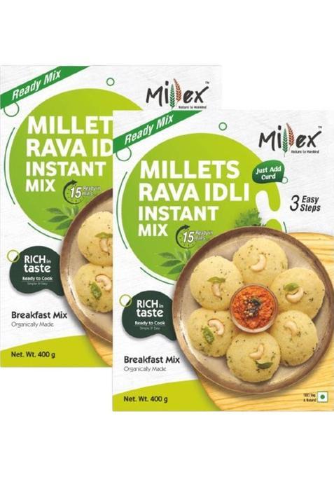Millex Millets Rava Idli Instant Mix 400G (Pack Of 2), Natural & Healthy Breakfast Mix. 400 G&nbsp;&nbsp;(Pack Of 2)
