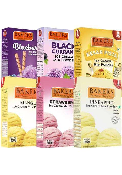 Bakers Mango| Strawberry| Pineapple| Blueberry| Black Currant| Kesar Pista Ice Cream 600 G&nbsp;&nbsp;(Pack Of 6)