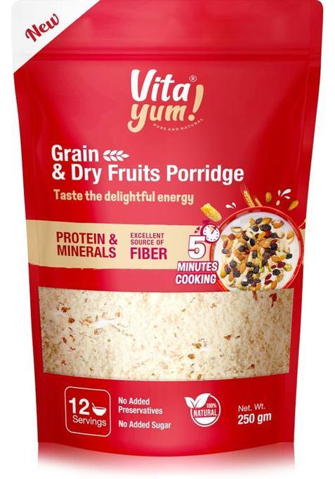 Vitayum Grain & Dry Fruits Instant Porridge With Dry Dates, Almonds & Pistachios 250 G