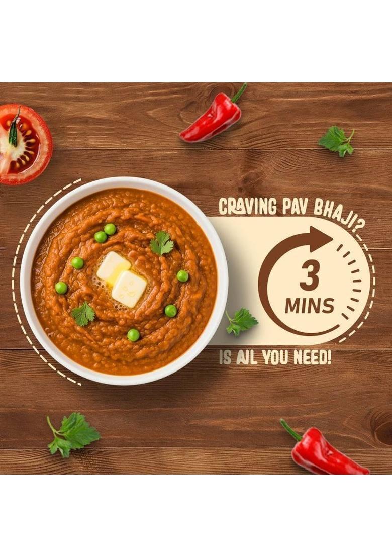 Happikery Ready To Eat Pav Bhaji (Veg-Mix, 1-2 Servings). Ready To Eat In 3 Mins (100 G)