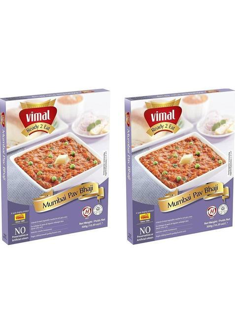 Vimal Ready To Eat Tasty Famous Mumbai Pav Bhaji Instant Mix Vegetarian Meal With No Added Preservative And Colours - 300G Each | Pack Of 2&nbsp;&nbsp;(600 G)