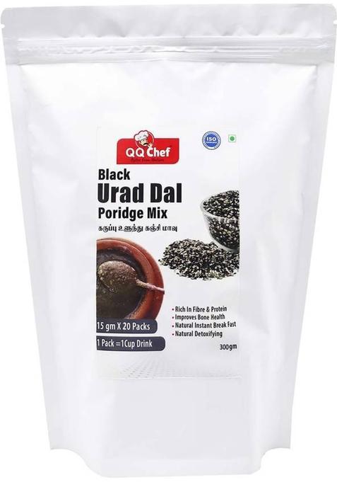 Qq Chef Black Urad Dal Poridge Mix | Karuppu Ulundu Kanji Mix | ( 15Gm X 20 Packs) 300 G