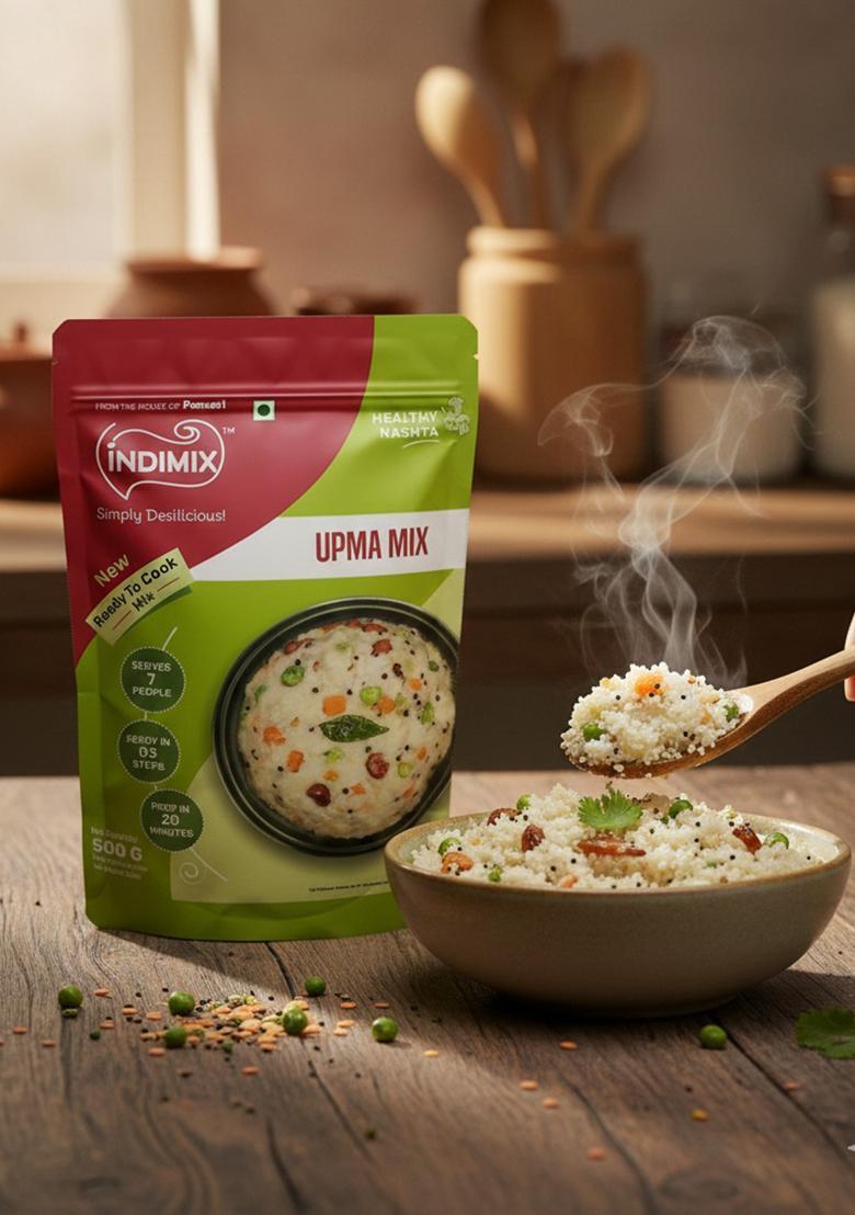 Indimix Instant Ready To Cook Upma Mix | Ready In 3 Steps | Healthy & Tasty 500 G
