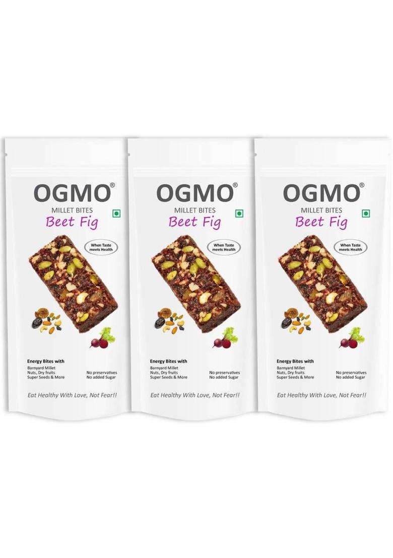 Ogmo Beet Fig Millet Energy Bites| 3 X 30Gms 90 G&nbsp;&nbsp;(Pack Of 3) - Indya
