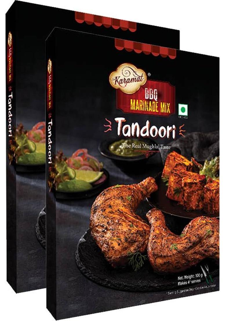 Karamat Ready To Eat Tandoori Marinade Mix Pack Of 2 (100G Each), Bbq, Instant Mix (200 G)
