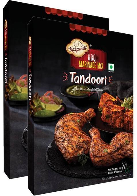 Karamat Ready To Eat Tandoori Marinade Mix Pack Of 2 (100G Each), Bbq, Instant Mix (200 G)