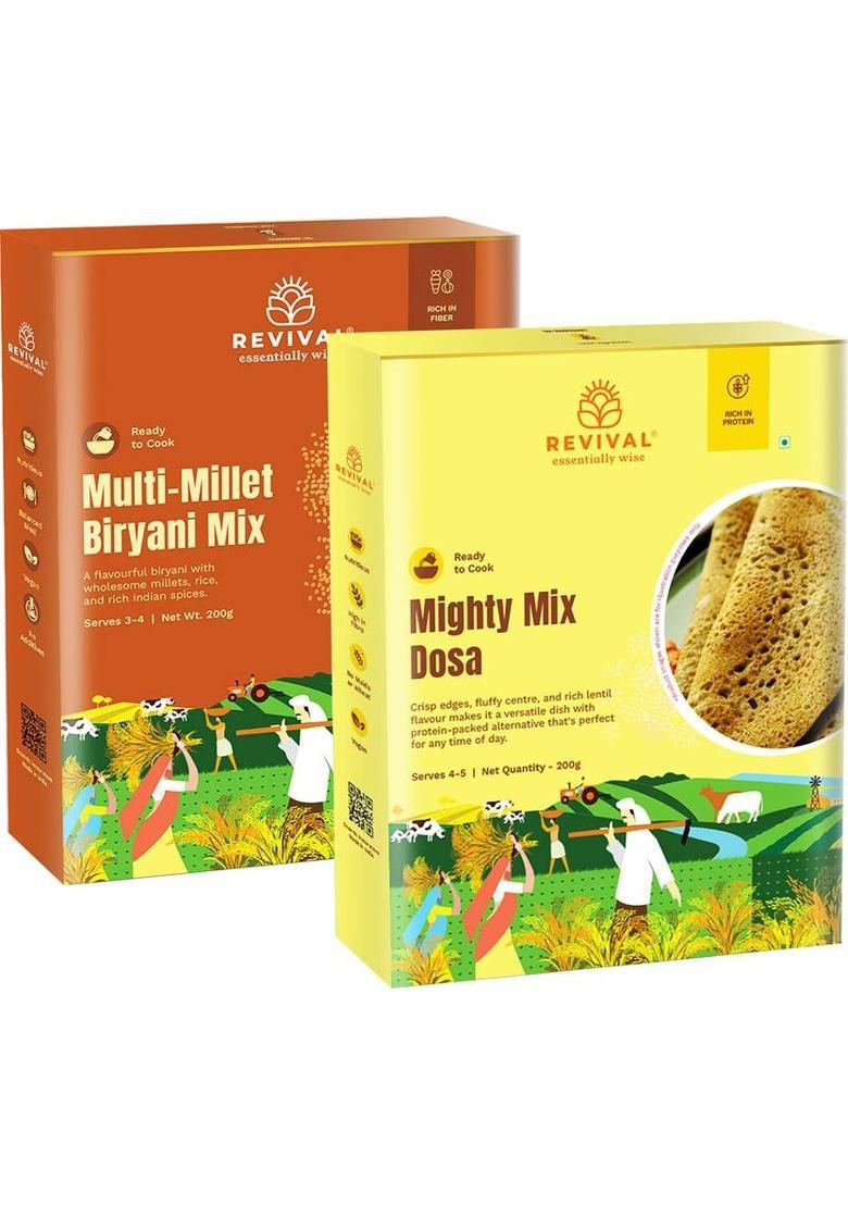 Revival Millet Briyani Mix & Mighty Mix Dosa 200 G (Pack Of 2)