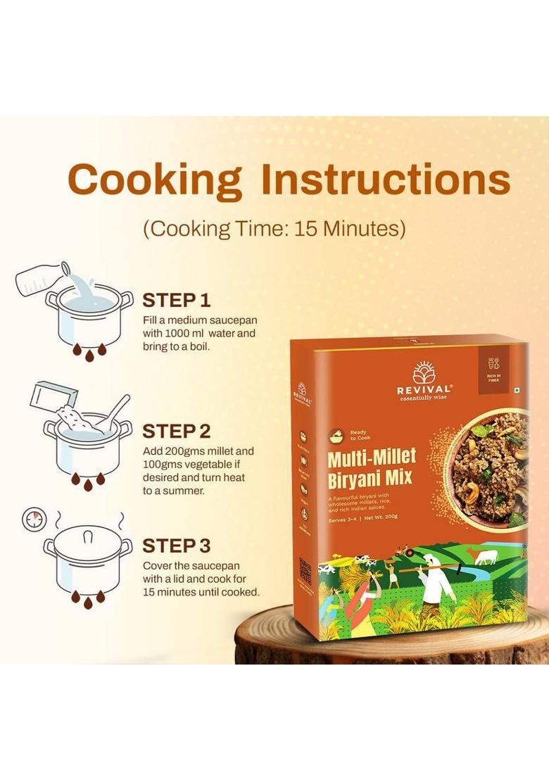 Revival Millet Briyani Mix & Mighty Mix Dosa 200 G (Pack Of 2)