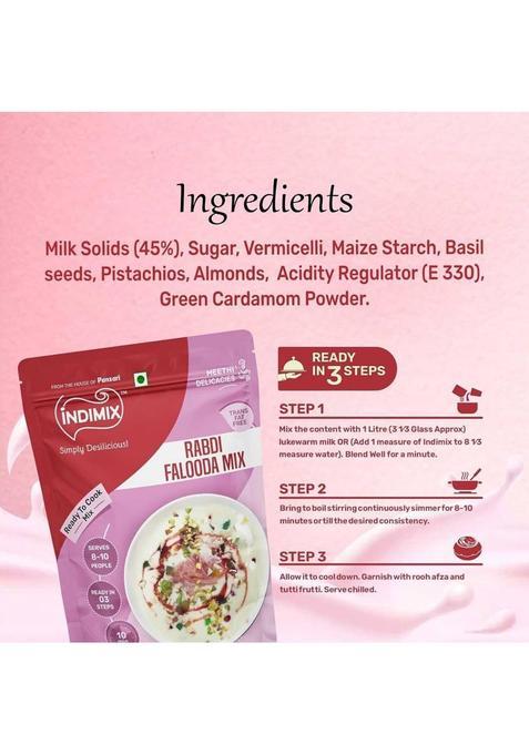 Indimix Instant Ready To Cook Rabdi Faluda Mix | Ready In 3 Steps | Healthy & Tasty 200 G