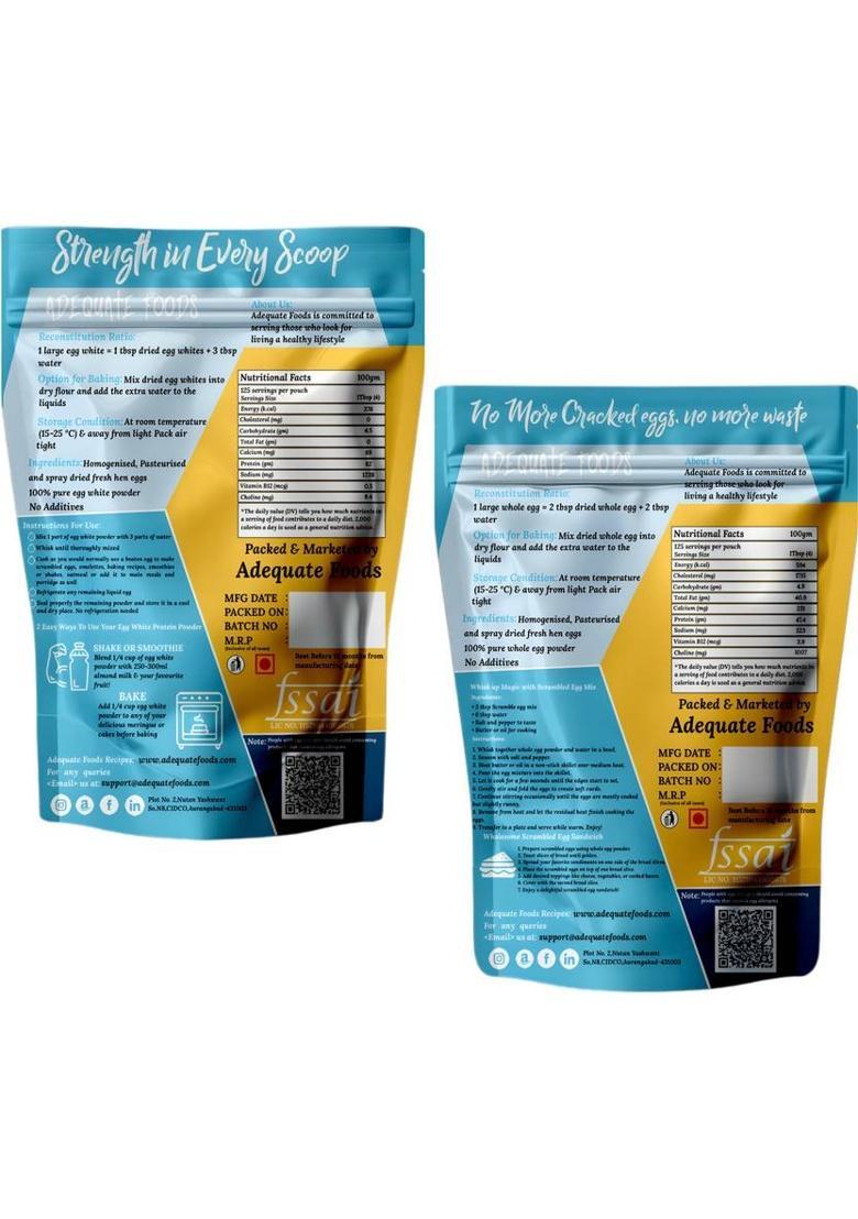 Adequate Foods Egg White Powder & Scrambled Egg Mix-Nutritious And Gluten-Free 2 Min Breakfast 500 G (Pack Of 2)