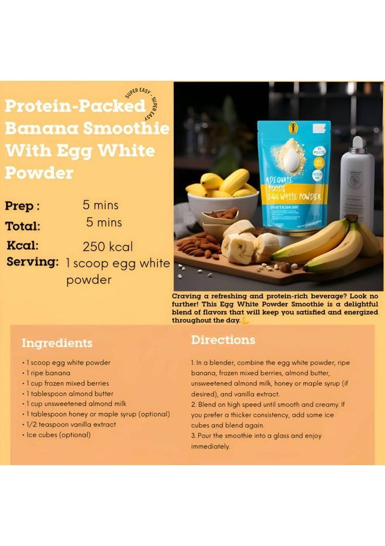 Adequate Foods Egg White Powder & Scrambled Egg Mix-Nutritious And Gluten-Free 2 Min Breakfast 500 G (Pack Of 2)