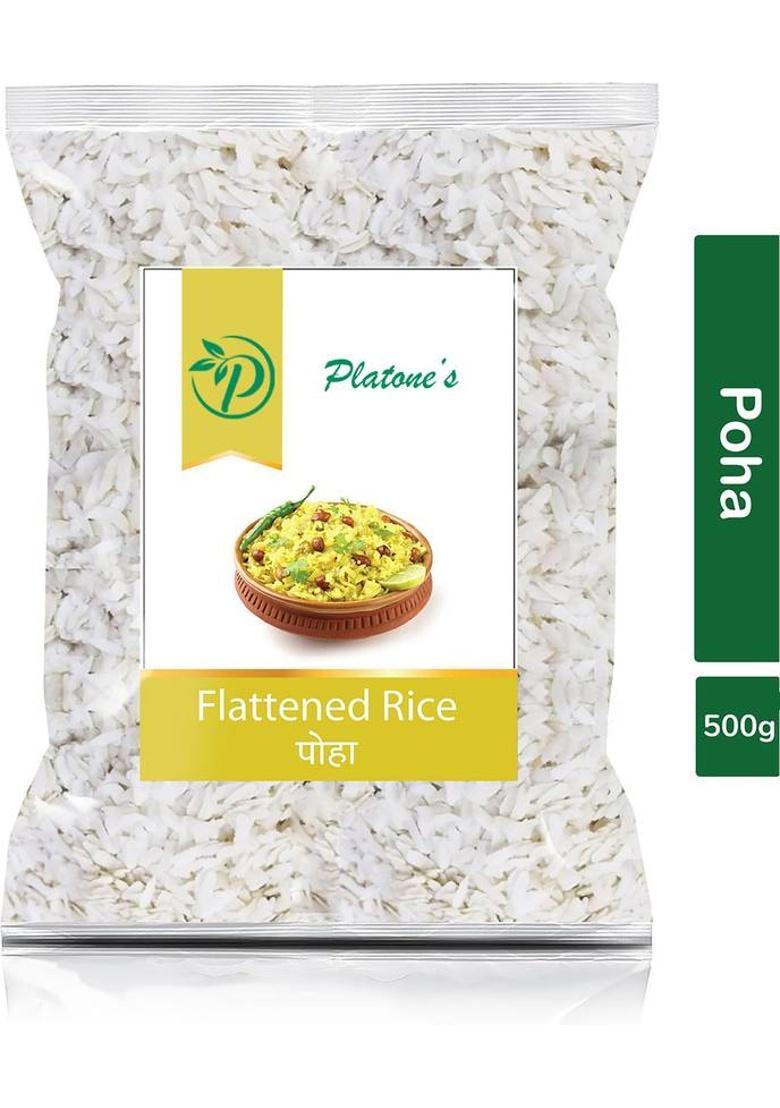 Platone Best Quality Poha (Flattened Rice)-500Gm (Pack Of 1) (0.5 Kg)