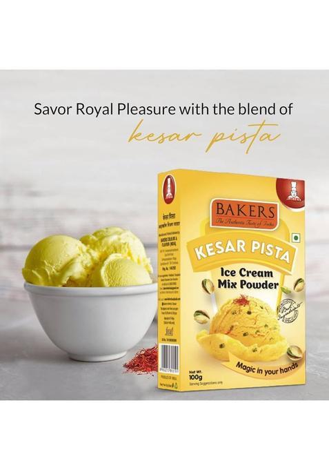 Bakers Kesar Pista Ice Cream Powder | 100% Veg | Classic & Delightful | Pack Of 4 400 G (Pack Of 4)
