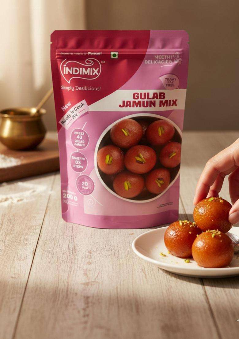 Indimix Instant Ready To Cook Gulab Jamun Mix | Ready In 3 Steps | Healthy & Tasty 200 G - Indya