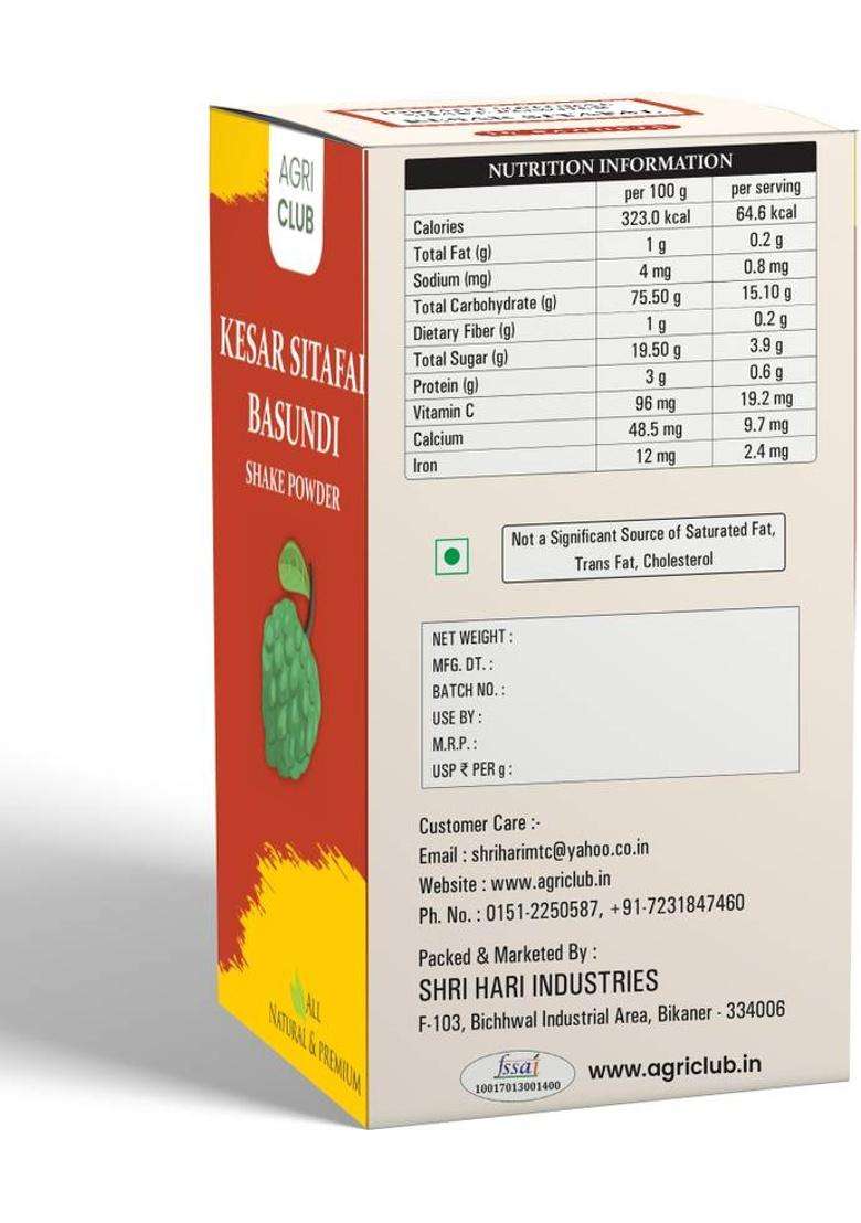 Agri Club Instant Mix Kesar Sitafal Basundi Shake Powder 15 Sachets 225Gm 225 G - Indya