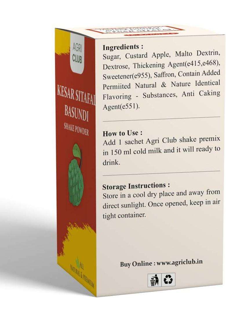 Agri Club Instant Mix Kesar Sitafal Basundi Shake Powder 15 Sachets 225Gm 225 G - Indya