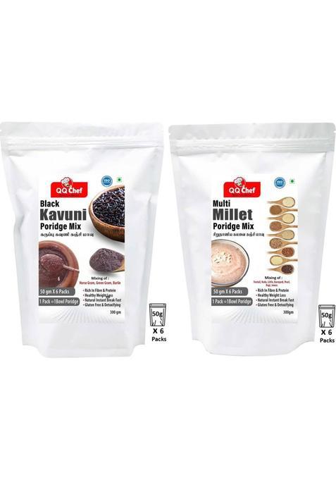 Qq Chef Black Kavuni Rice Porridge Mix | Multi Millet Porridge Mix | ( 50Gm X 12 Packs) 600 G&nbsp;&nbsp;(Pack Of 2)