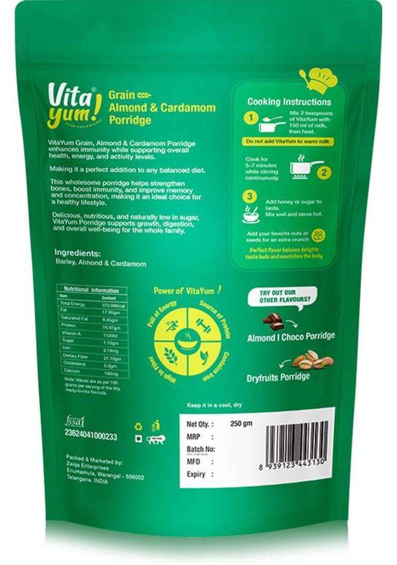 Vitayum Grain & Dry Fruits Porridge With Almonds & Cardamom | Natural Immunity Booster 250 G - Indya