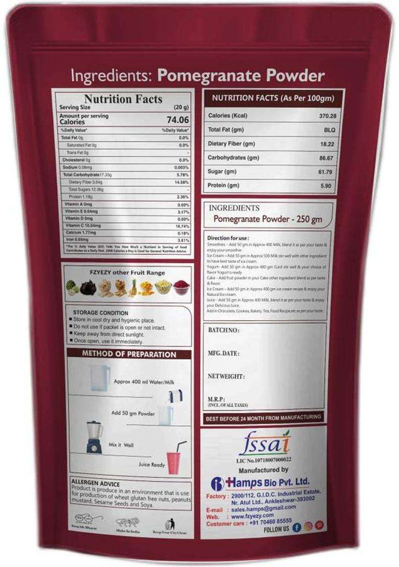 Fzyezy Freeze Dried|Healthy|Organic|Dehydrated Pomegranate Powder Pack-3(50Gm) 150 G&nbsp;&nbsp;(Pack Of 3) - Indya