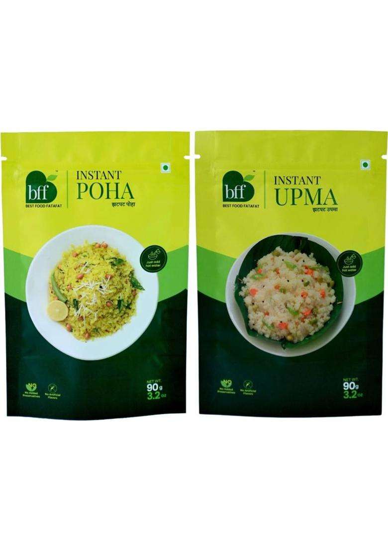 Bff Quick Breakfast Duo: (90G Each) Instant Poha & Instant Upma&nbsp;&nbsp;(180 G) - Indya
