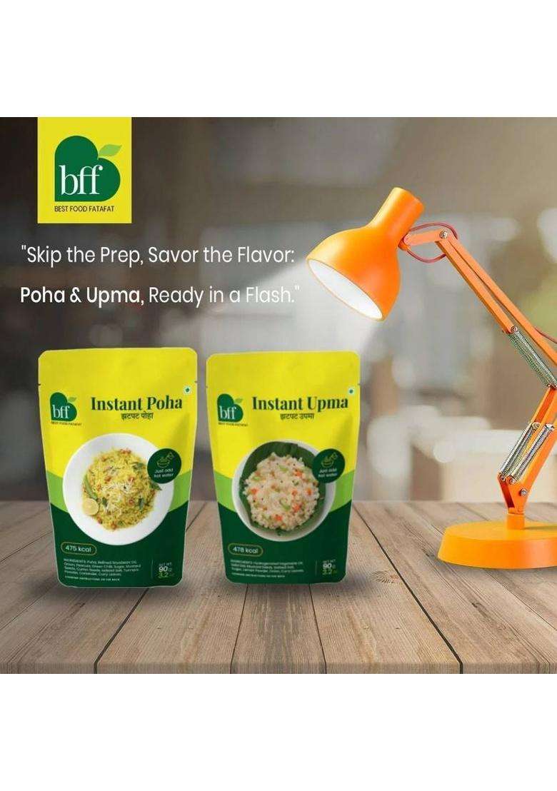Bff Quick Breakfast Duo: (90G Each) Instant Poha & Instant Upma&nbsp;&nbsp;(180 G) - Indya