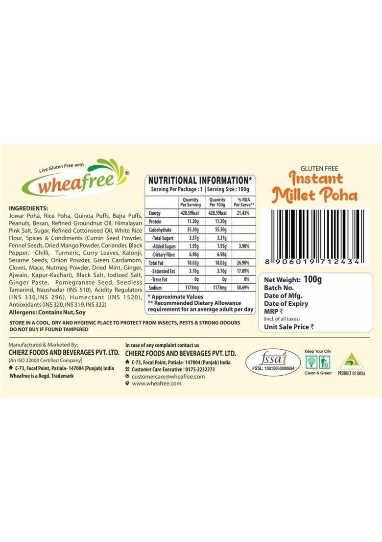 Wheafree Gluten Free Instant Millet Poha
