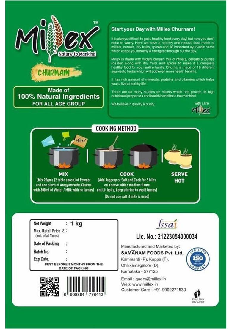 Millex Millet Health Drink Mix With Churnam|30 Natural Nutritions & 18 Herbs| 1 Kg