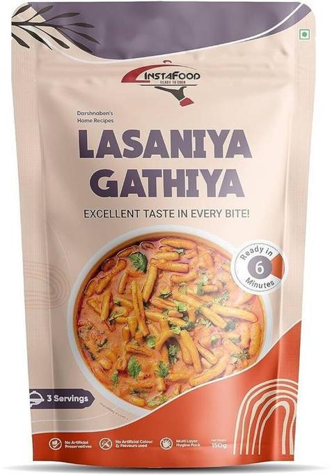 Instafood Ready To Eat Tasty Lasaniya Gathiya- After Cooking Gets 450Gm To Serve-&nbsp;&nbsp;(150 G)
