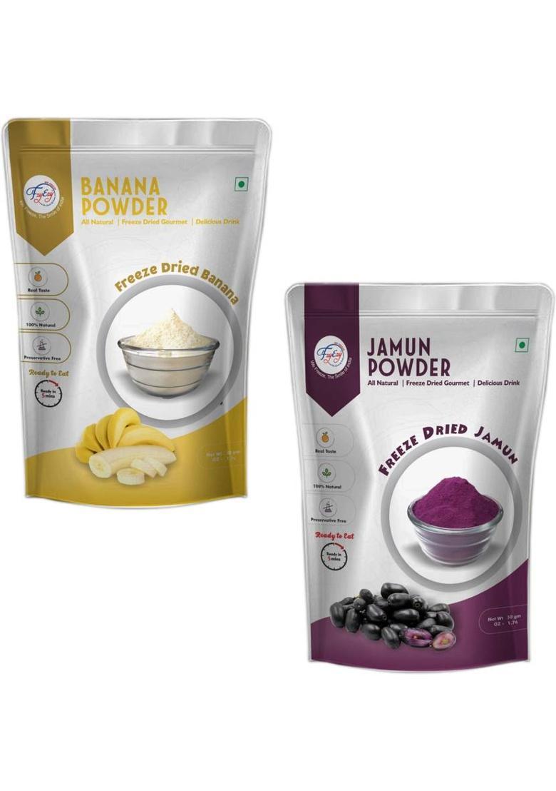 Fzyezy Freeze Dried|Healthy|Natural|Dehydrated Banana+Jamun Juice|Drink Powder 100 G (Pack Of 2)