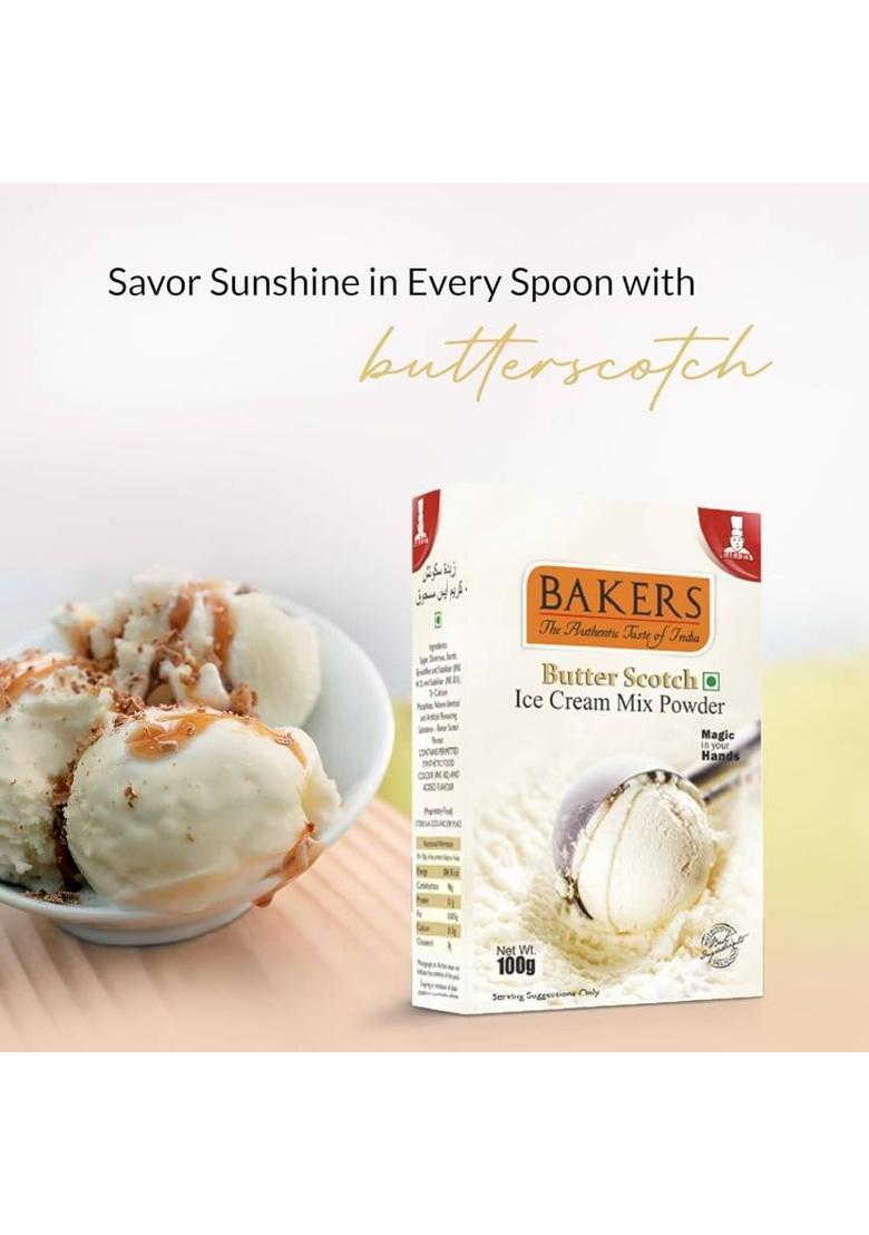 Bakers Butter Scotch Ice Cream Powder | 100% Veg | Classic & Delightful | Pack Of 3 300 G (Pack Of 3)