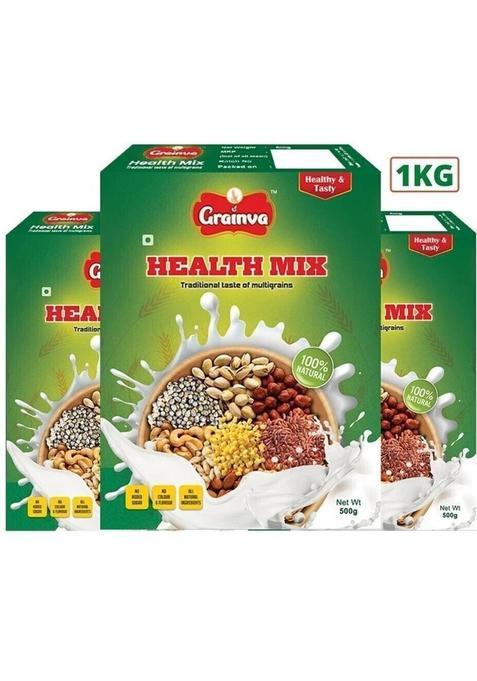 Grainva Health Mix 100% Multimillet Sathu Maavu Multigrain Nutrition Drink For Kids Energy Drink 1 Kg&nbsp;&nbsp;(Pack Of 2)